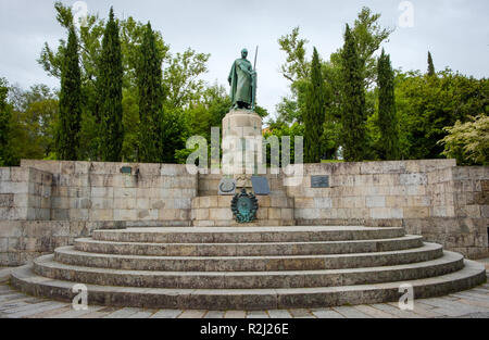 Guimaraes, Portugal - May 31, 2018 : Statue of the first king of Portugal D` Afonso Henriques. Guimaraes, Portugal Stock Photo